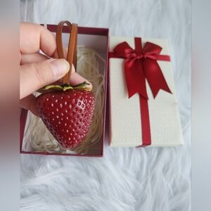Large Red Strawberry Keychain/bag Charm With Gift Box